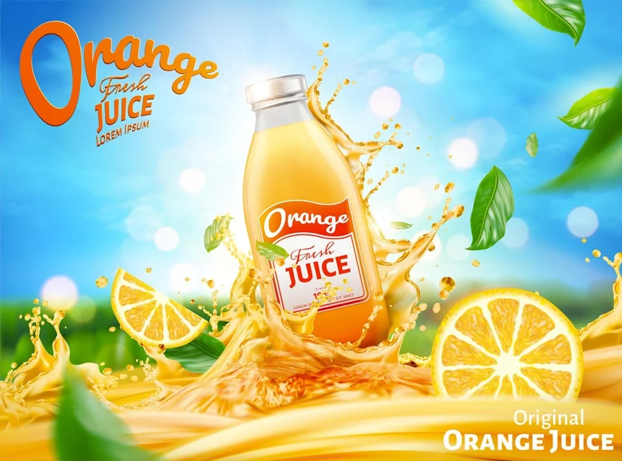 Open layer design of orange juice